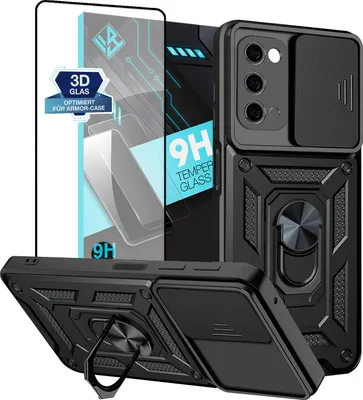 Produktbild von Armor Handyhülle für Samsung Galaxy S20 mit 9H Displayglas Displayschutz Kameraschutz Handy Panzer Case Cover Schutzhülle Outdoor Farbe: Schwarz