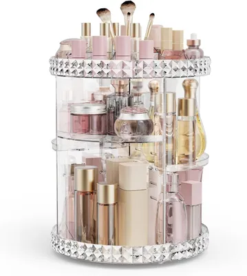 Produktbild von 360° Drehbarer Make-up-Organizer, Schminktisch-Organizer, Skincare-Organizer, Badezimmer-Aufbewahrung, Kosmetikständer, Für Badezimmer, Schminktisch