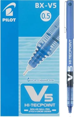 Image de Stylo à bille à encre liquide Pilot Roller V-5 bleu 12 pièces