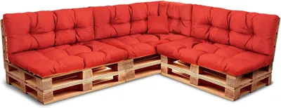 Produktbild von Best Wool rückenlehne für palettenkissen set, wetterfestes europaletten polster mit Polyurethanflockfüllung – rot 3×120x40, 3×120x80, 60x40, 40x40 cm