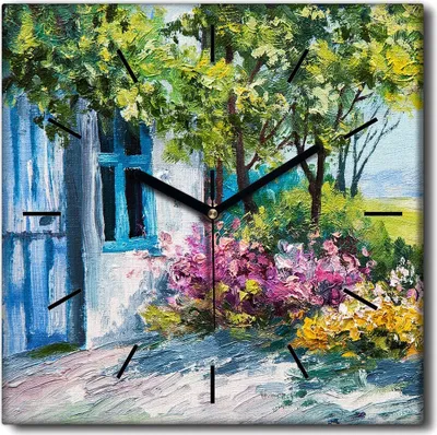 Produktbild von Coloray Uhr auf Leinwand 30x30 cm Wand Uhr Dekoration Wohnzimmer Segeltuch schwarze Hände -Hausgartengarten.
