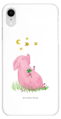 Produktbild von Mr. & Mrs. Panda Iphone XR Handyhülle Schwein Glück - Weiß - Geschenk, Motivation, Ziele, Sterne, Handy Case, Premium Kunststoff, Lustige Sprüche, Träume, Glücksbringer