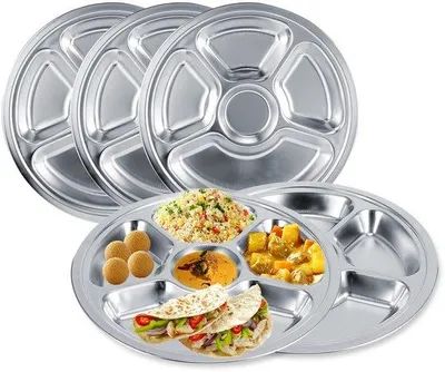 Produktbild von Famanu Edelstahl Teller mit 5 Fächern - Ideal für Kinder