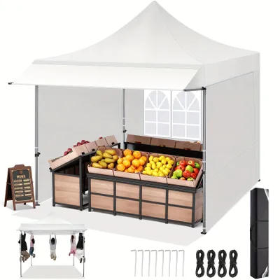 Zdjęcie produktu dla Namiot plażowy - Namiot rozkładany - Osłona przeciwsłoneczna - Tkanina zacieniająca - Namiot na plażę - 3 x 3 metry - Odporny na wiatr, z torbą do przenoszenia