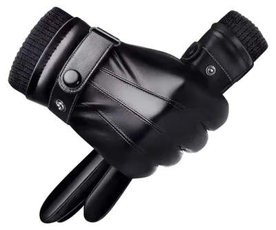 Produktbild von 1 Paar Herrenhandschuhe, winddicht, Touchscreen-kompatibel, mit Plüschfutter, aus Kunstleder, wasserdicht und rutschfest, für Outdoor-Aktivitäten