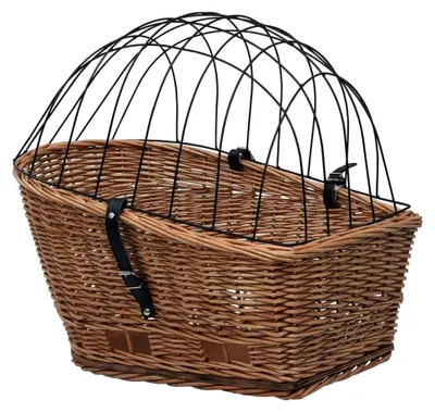 Produktbild von Fahrrad Gepäckträgerkorb mit Abdeckung für Haustiere und Transport von Lebensmitteln 55x31x36cm aus Naturweide