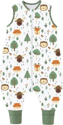 Productafbeelding van Famanu babyslaapzak met voetjes, 1,5 TOG, 100% katoen, geschikt voor jongens en meisjes, 90 cm