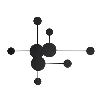 A black abstract geometric wall light fixture against a white background.