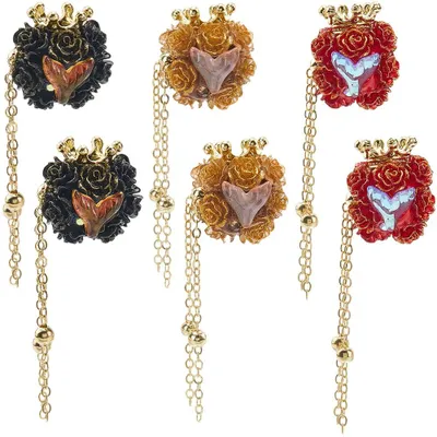 Produktbild von Tonperlen-Set - 6 Stück in 3 Farben mit Strass-Verzierung - Zur Schmuckherstellung und für Perlenstifte - Rot Schwarz Gold 1 Box