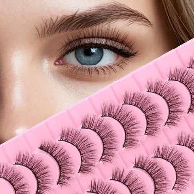 Produktbild von Künstliche Wimpern 10 Paare Cat Eye 10-12mm Wispy Strip Lashes Natürlicher Look Wiederverwendbar SA204