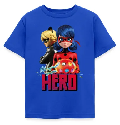 Produktbild von Spreadshirt Miraculous Be Your Own Hero Kinder T-Shirt, 122/128 (7-8 Jahre), Royalblau