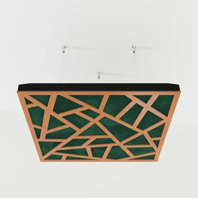 Productafbeelding van Set van 4 akoestische plafondpanelen SKYROSS, 50x50x5 cm, kersenhout/groen
