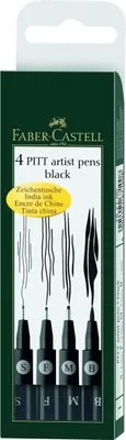Produktbild von Tuschestift Pitt Artist Pen 4er Etui Spitze: sortiert schwarz Packung mit 5 Stück