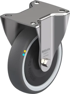 Produktbild von 125-mm-Edelstahl-Starrlaufrolle mit grauem, elektrisch leitfähigem Thermoplast