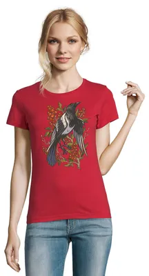 Produktbild von Damen Rabe Krähe Vogel Preiselbeere Pflanzen Wald Fun Motiv