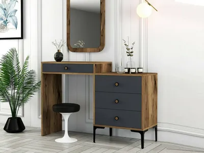 Image de Namtheun - Console 124x40x85h cm Noyer Brun, 2 Étagères