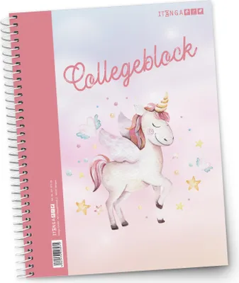 Produktbild von itenga Collegeblock Motiv Einhorn Wasserfarben A4 kariert 80 Blatt Lineatur 28