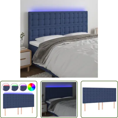 Produktbild von The Living Store LED Kopfteil Blau 160x5x118/128 cm Stoff