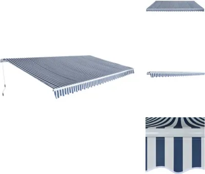 Immagine prodotto di tenda a bracci pieghevoli vidaXL 600 cm blu/bianco - Tende da sole