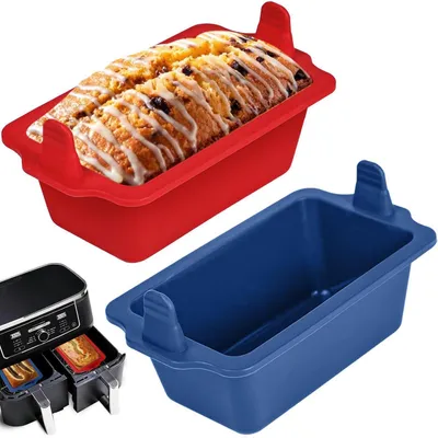Produktbild von Silikon Brotbackform 2 Stück für Heißluftfritteuse 14.5 x 8.3 x 5.5 cm Rechteckig