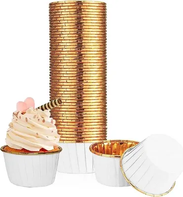 Produktbild von Muffinförmchen WHITE GOLD 50x40 mm / 50 Stück