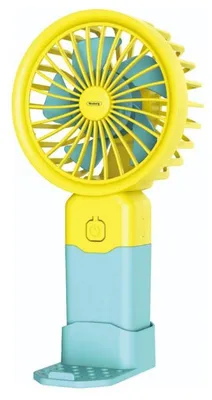 Obrázok produktu pre Mini USB ventilátor Rosberg R51760T, 2 W, 8 cm, 38 minút autonómie, 3 rýchlosti, úsporný, žltá/modrá