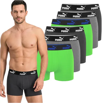 Obrázek produktu pro PUMA Pánské spodní prádlo 6 ks bavlněných boxerek zeleno-šedý mix velikost XL