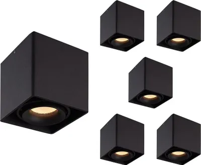 Produktbild von hoftronic LED Aufbaustrahler 4W 345lm 2700K Schwarz GU10 Dimmbar Schwenkbar 6er Set