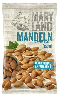 Zdjęcie produktu dla Maryland, orzechy migdałowe, naturalne, łagodne w smaku, orzechowe, wszechstronne, klasyczny produkt, 150g