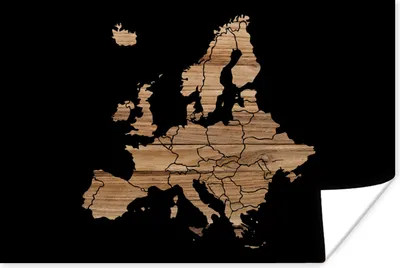 Produktbild von MuchoWow® Poster Karte von Europa - Holz - Schwarz 120x80 cm - Bilder