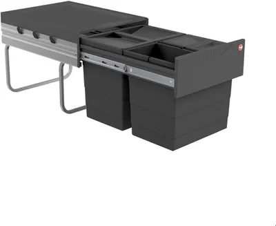 Image de Collecteur de déchets Hailo 3642532 Raumspar-Tandem 2x 8,5 +18 L gris foncé