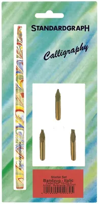 Produktbild von Standardgraph Kalligraphie Set, Bandzugfedern Starter 1,5/2,5/4 mm, 1 Federhalter