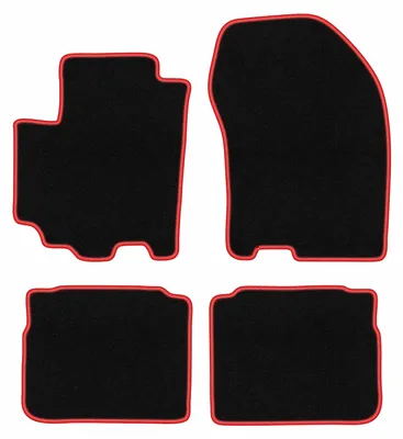 Produktbild von Fußmatten Velours Schwarz/Rot für Suzuki SX-4 S-Cross FL 2018- Set 4-tlg