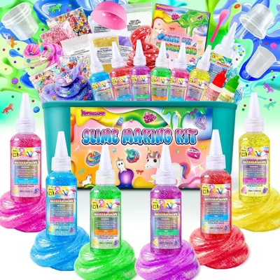 Productafbeelding van Doe-het-zelf slijmset voor meisjes 3-12 - Galaxy slijmset met glitter