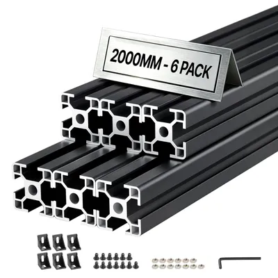 Produktbild von VEVOR 3030 Aluminium Profile 6 Stk. 2 m, Eloxierte T-Nut-Aluprofile nach EU-Standard, Hochfestes Strangpressprofil, Aluminiumschiene für 3D-Druckerteile, CNC-DIY-Werkbänke und Montage, Schwarz
