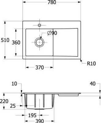 Produktbild von Villeroy & Boch 334800RW EB-SP Subway Style 45 780x510mm IB li