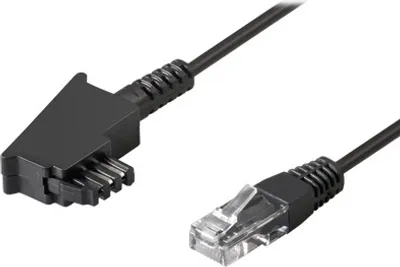 Produktbild von TAE Anschlußkabel DSL / VDSL, TAE-F Stecker an Westernstecker 8P2C, 15m, schwarz, Good Connections®
