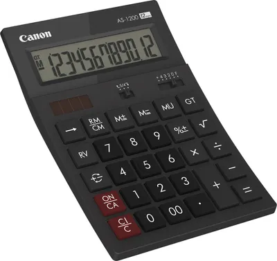 Produktbild von Canon Tischrechner AS-1200 Solar-/ Batteriebetrieb schwarz