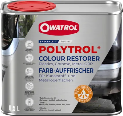 A product shot of a can of OWATROL Polytrol Colour Restorer.