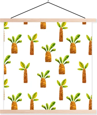 Produktbild von MuchoWow® Textilposter Dschungel - Design - Palme 60x60 cm mit holzfarbenen Rahmen - Wanddekoration