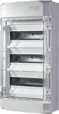 Productafbeelding van F-tronic FR AP-verdeler, 36 TE, 3 rijen, IP65, PS, geïntegreerde ventilatie, 590x310x150 mm, 1 stuk.