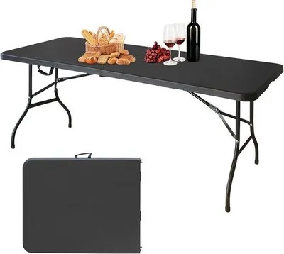 Produktbild von Klapptisch 180 x 74 cm mit Kunststoffplatte - Schwarz