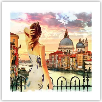 Produktbild von Poster - Poster ohne Rahmen - Venedig Brücke Wasser - 40x40 cm - Wand Bild - Wanddeko - Wandbilder - Kunstposter - Wandposter - Bilder - Kunstdruck - Wanddekoration - Wandbild - P2XAC40x40-3495