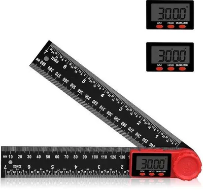 Zdjęcie produktu dla Cyfrowy kątomierz 2 w 1 z ekranem LCD, 200 mm, zakres pomiaru 360°, do produkcji narzędzi i prac stolarskich