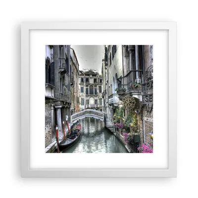 Produktbild von Gerahmtes Poster - Weißer Rahmen - Venedig Brücke Wasser - 30x30 cm - Wand Bild - Wanddeko - Wandbilder - Kunstposter - Wandposter - Bilderrahmen - Bilder - Kunstdruck - Wandbild - P2WAC30x30-3522