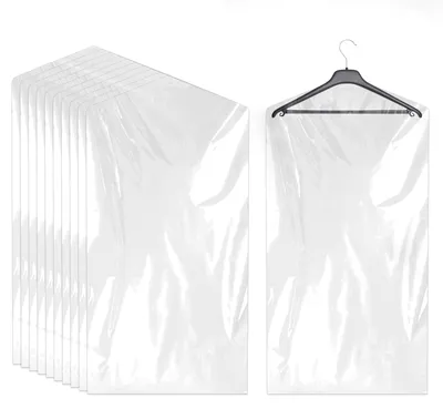 Produktbild von Kleidersäcke - 20 Stück durchsichtige Kleiderhüllen aus Kunststoff - Staubschutz für Anzüge, Sakkos und Hemden - 60x90 cm