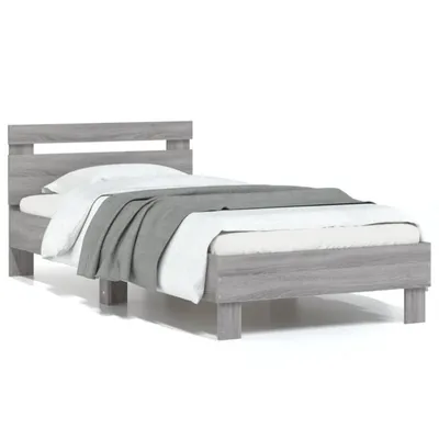 Produktbild von vidaXL Bettgestell mit Kopfteil Grau Sonoma 75x190 cm Holzwerkstoff