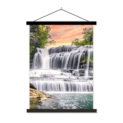 Produktbild von MuchoWow® Textilposter Wasserfall - Wasser - Steine - Pflanzen - Natur 40x53 cm mit schwarzem Rahmen - Abbildung