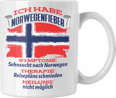 Produktbild von Trendation - Norwegen Tasse Geschenk Grafik Norwegenfieber Geschenkidee Spruch Lustig (Weiß)