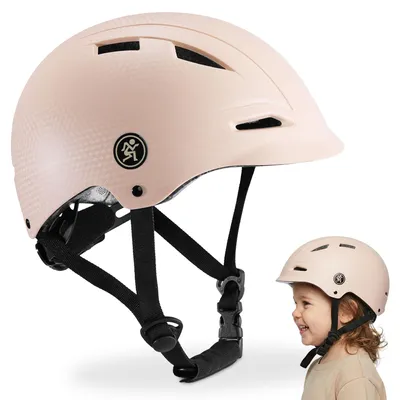 Immagine prodotto di Casco da bicicletta e monopattino per bambini, leggero (300 g), taglia S (46-56 cm), beige, per bambini, regolabile, 9 prese d'aria